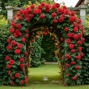 Роза плетистая Алый Триумф купить по цене от 319р. в интернет-магазине «Посадика» с доставкой почтой в в Евпаторияе и по всей России – [изображение №1].